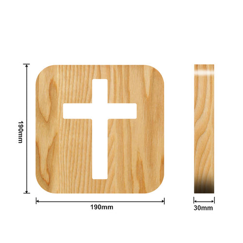 Solid Wood Cross LED Lamp